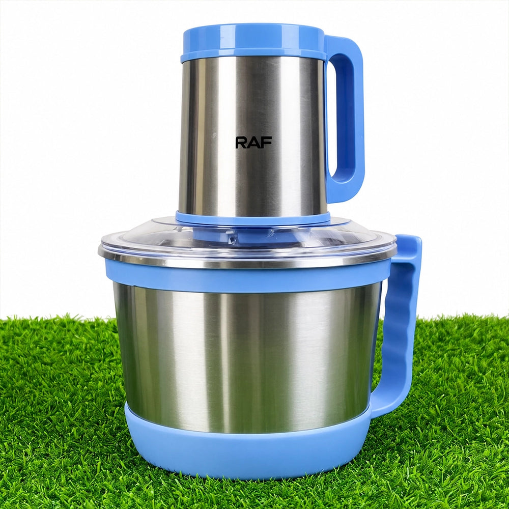 RAF R.8837 3-in-1 Electric Food Chopper – 3L Stainless Steel Bowl, 6-Blade System & Egg Beater