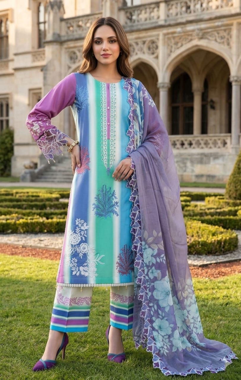 3 piece unstitched lawn suit