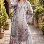 Luxury 3 Piece Unstitched Chikankari Lawn Dress for Women