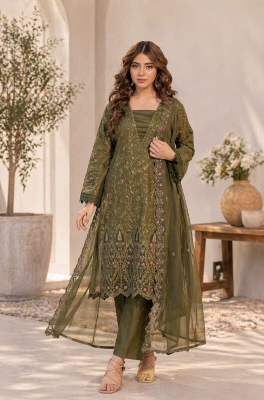 3PC Unstitched Chikankari Lawn Suit | PakLuxeImports
