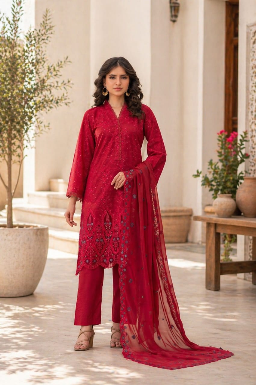 3 piece unstitched soft touch lawn suit
