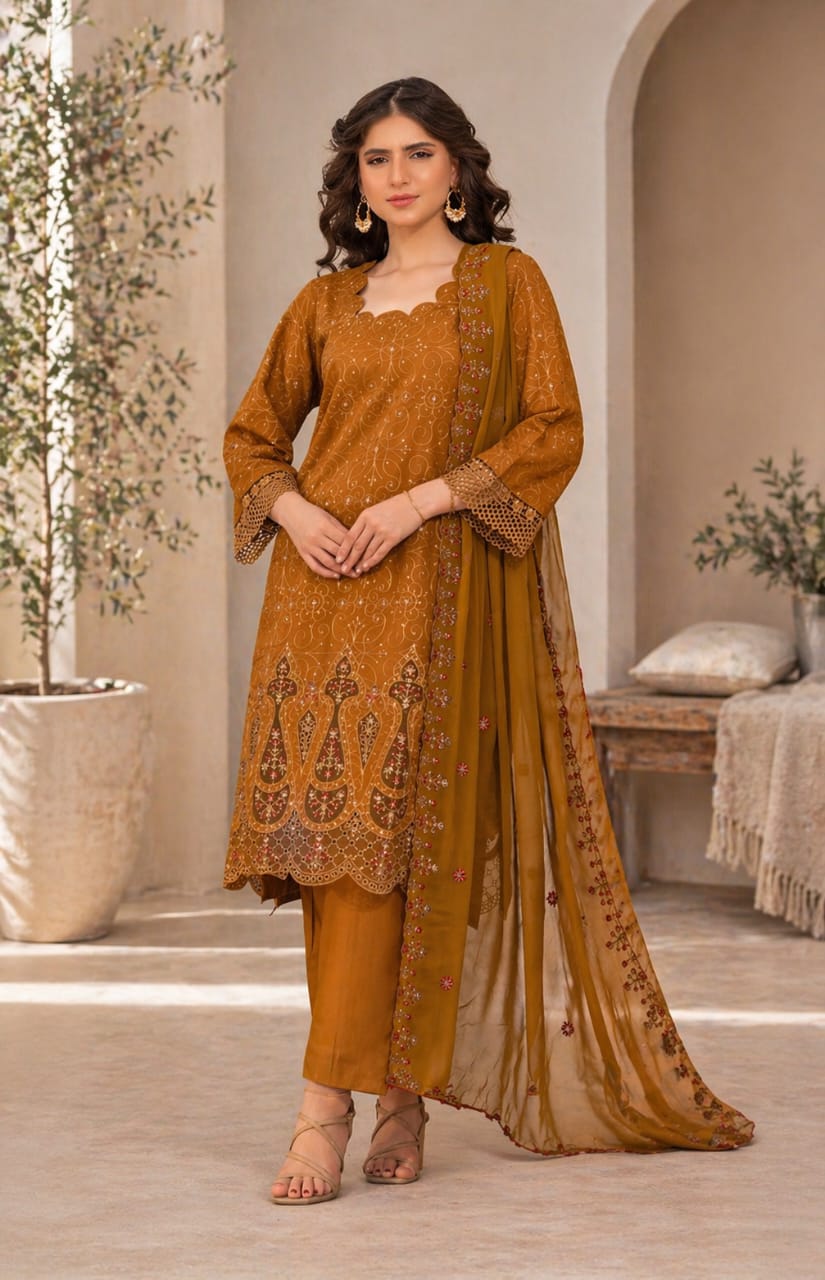 3 piece unstitched soft touch lawn suit
