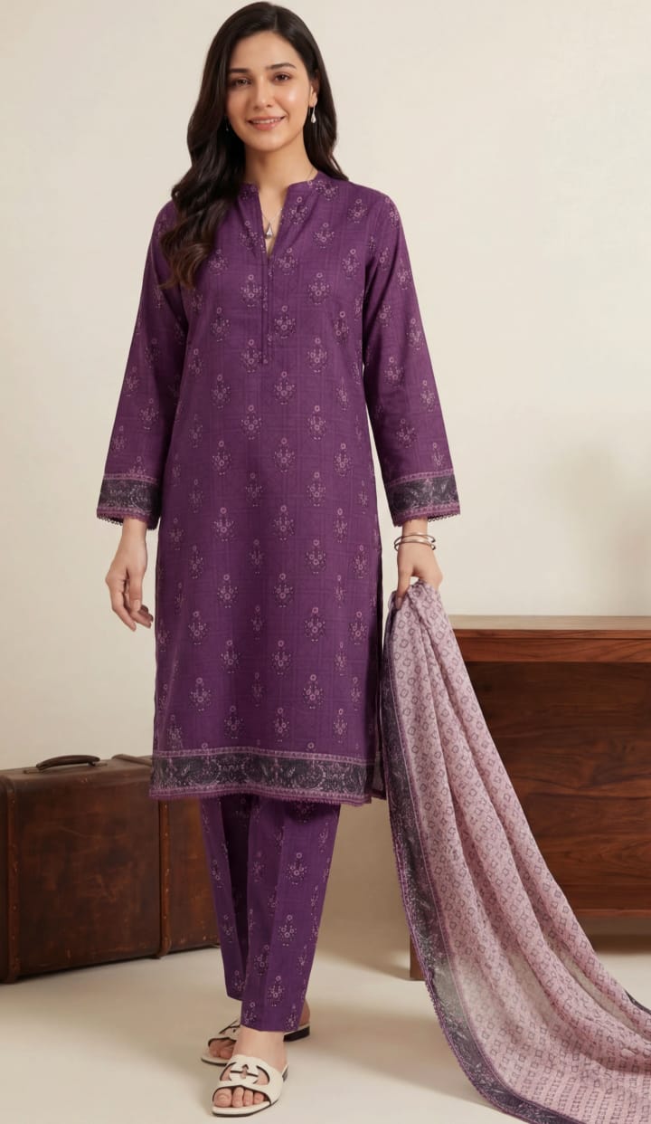 3 piece unstitched soft touch lawn suit