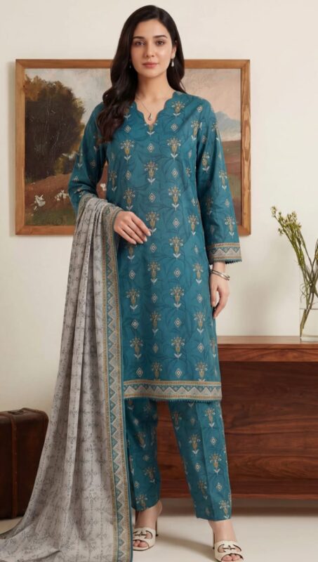 3 piece unstitched soft touch lawn suit