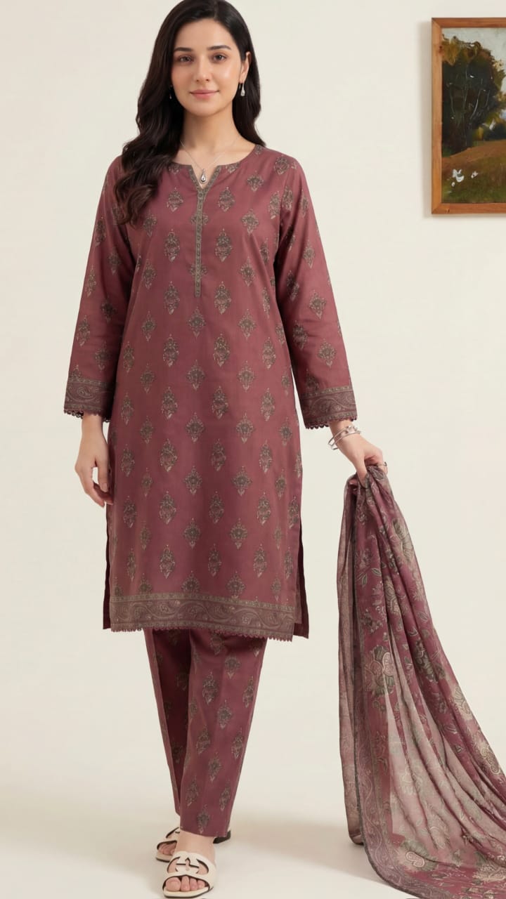 3 piece unstitched soft touch lawn suit