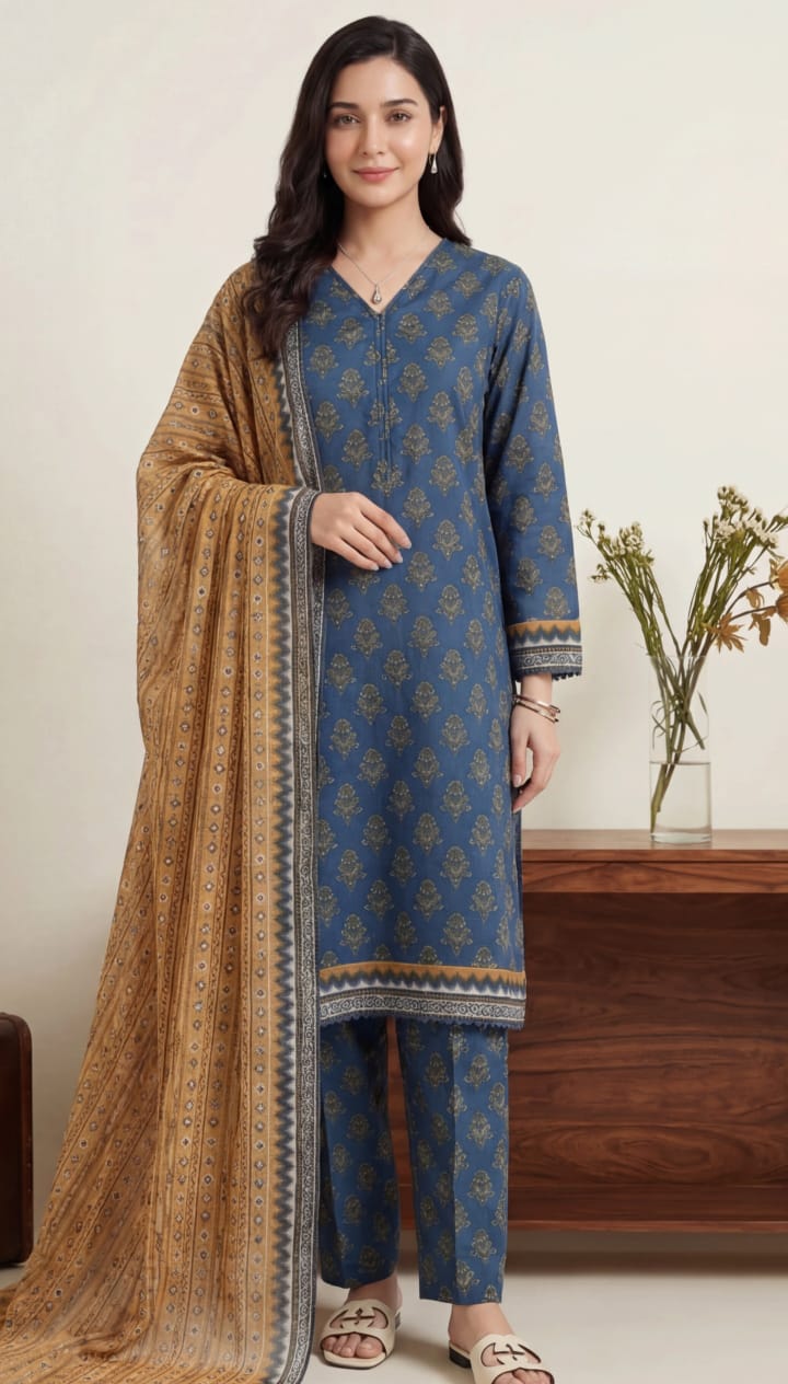 3 piece unstitched soft touch lawn suit