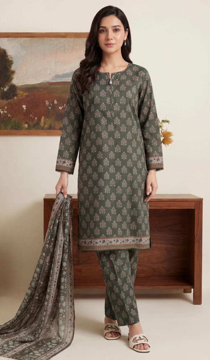 3 piece unstitched soft touch lawn suit