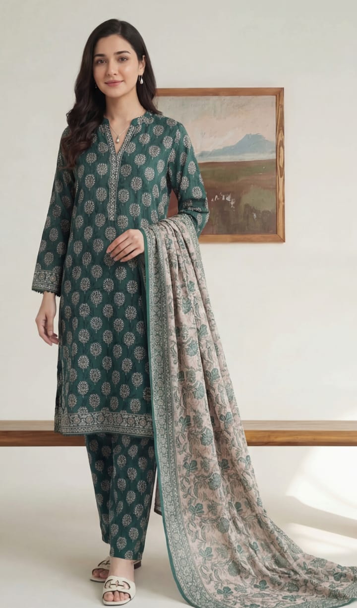 3 piece unstitched soft touch lawn suit