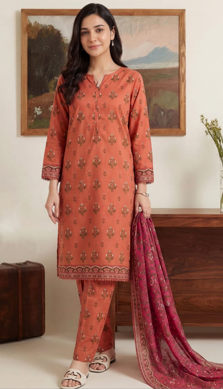 3 piece unstitched soft touch lawn suit
