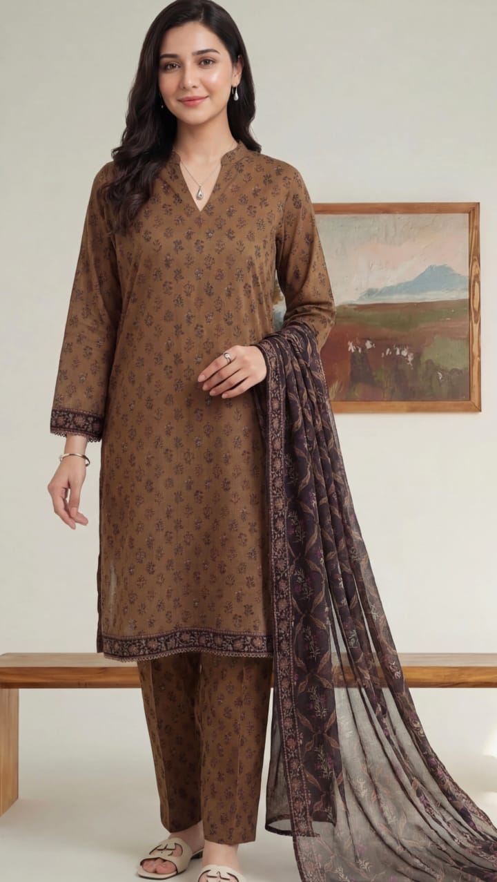 3 piece unstitched soft touch lawn suit