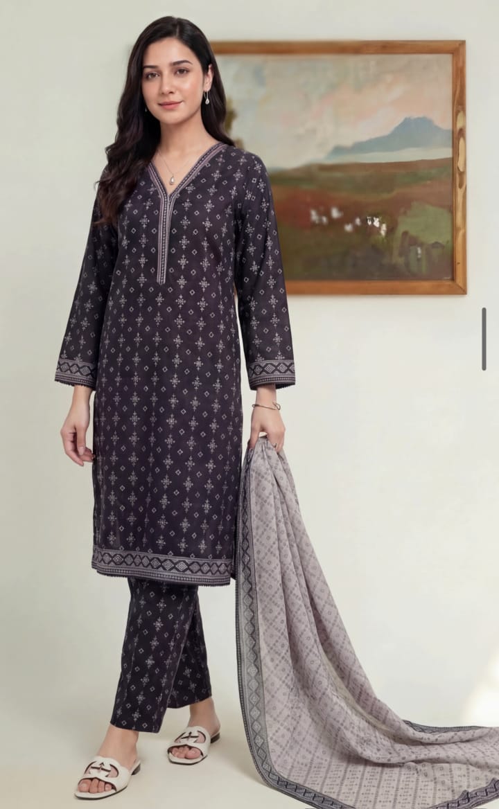3 piece unstitched soft touch lawn suit