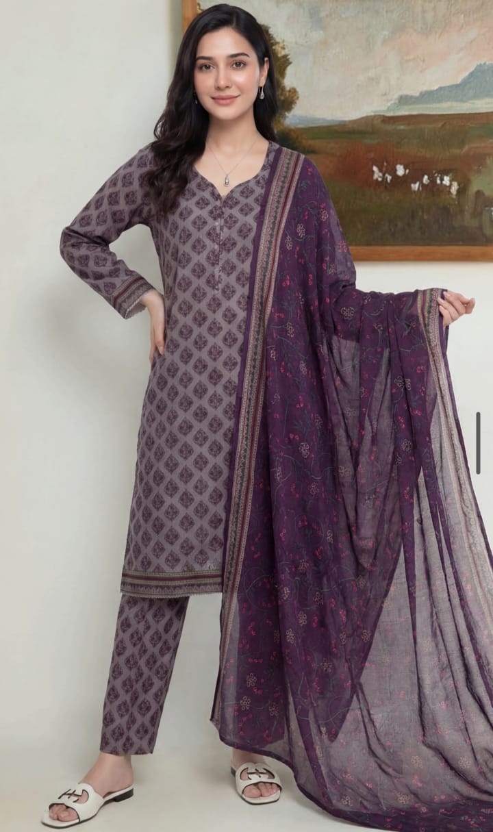 3 piece unstitched soft touch lawn suit